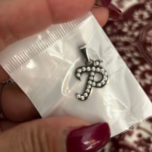Stainless Steel Rhinestone Initial pendant